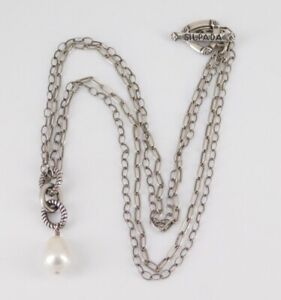 Silpada 925 Sterling Silver Pearl Toggle Necklace 18" Long