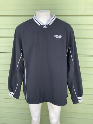 NBA MIAMI HEAT ADIDAS MEN WARM UP LIGHT JACKET BLACK LONG SLEEVE size XL #4874 - Image 1 of 4