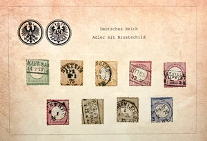 Deutsches Reich: 9 Marken, Brustschild aus Nachlass. Für den Spezialisten. - Bild 1 von 1