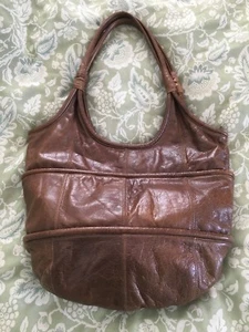 CHOCOLAT BLU Caramel Brown Leather Hobo Tote Bag Purse-GORGEOUS - Picture 1 of 9
