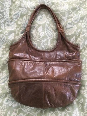 Bolso de Mano Hobo de Cuero Marrón Caramelo AZUL CHOCOLATE-HERMOSO Foto 1 de 4