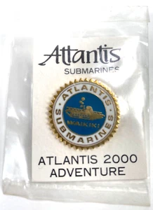 ATLANTIS 2000 ADVENTURE SUBMARINE - WAIKIKI, HAWAII vintage 1" hat or lapel pin - Picture 1 of 2