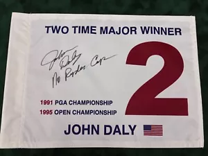 Bandera de golf John Daly dos veces ganador importante 'No Ryder Cup' firmada edición limitada + certificado - Imagen 1 de 2