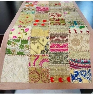 Tapiz bordado de mesa de comedor de algodón indio 152X45 cm - Imagen 1 de 4