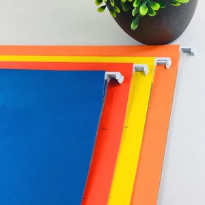10 x Colour A4 Hanging Suspension Files Tabs Inserts Filing Cabinet Folders Set - Picture 1 of 11
