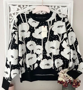 TED BAKER 🎀 Pipha Knitted Jumper RRP £110 Size 4 UK 14 Floral Top - Picture 1 of 13