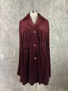 Vintage Ruby Martin Size M/L Burgundy Velvet Cape Jacket Regencycore Whimsygoth - Picture 1 of 12