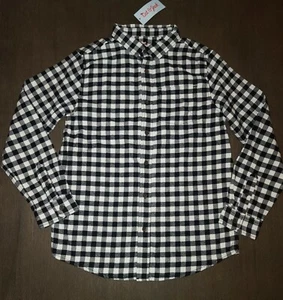 NEW BOYS CAT & JACK BLACK & WHITE FLANNEL SHIRT SIZE XL 14 - Picture 1 of 3