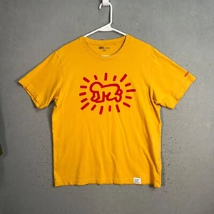 Uniqlo UT Keith Haring Art Yellow T-Shirt Adult Medium 100% Cotton Mens - Picture 1 of 8