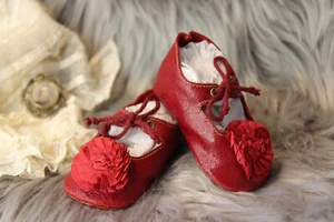 Zapatos de cuero para muñeca antigua ~ Kestner Jumeau Bru Jne 3 1/2" (89 mm) #232 Dolantik - Imagen 1 de 16