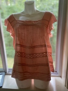 Lucky Brand Los Angeles weiß bestickt kurz Flatter Off Shoulder Top Gr. L - Bild 1 von 6