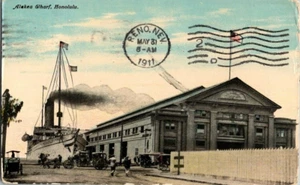 c1911 Cartolina; Alakea Wharf, Honolulu, Hawaii & South Seas Curio Co. spedita - Foto 1 di 2