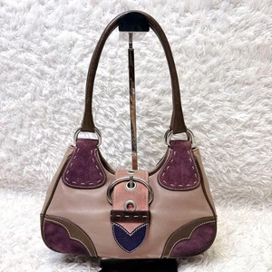 PRADA Moon Mexicane Soho Patchwork Handbag Shoulder Bag Pink Suede Leather Rare - Picture 1 of 15