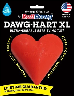 RuffDawg Dawg-Hart XL RED Indestructible Rubber Toy for Dogs 40+lbs. - Image 1 of 4