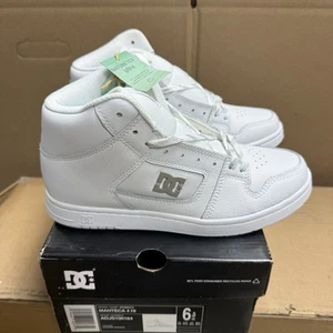 NIB WOMENS MANTECA 4 HI HIGH-TOP DC SHOE Size 6.5 White Silver $85 SKATEBOARD - Picture 1 of 8