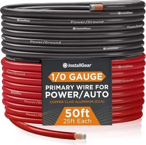 InstallGear Cable Calibre 1/0 50 ft CCA Coche Audio Amplificador Potencia Tierra Instalación - Imagen 1 de 8
