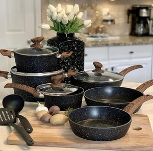 Juegos de utensilios de cocina de inducción Kitchen Academy - Juego de sartenes de cocina de 12 piezas - Imagen 1 de 6