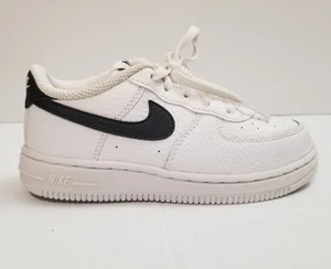 Nike Air Force 1 Low White w/ Black Swoosh CZ1691-100 Toddler Kids Shoes Sz 10c - Picture 1 of 13