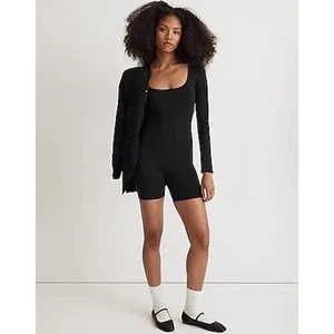 Neu mit Etikett Madewell Damen Jersey Langarm Biker Unitard Strampler True Black Größe L - Bild 1 von 11
