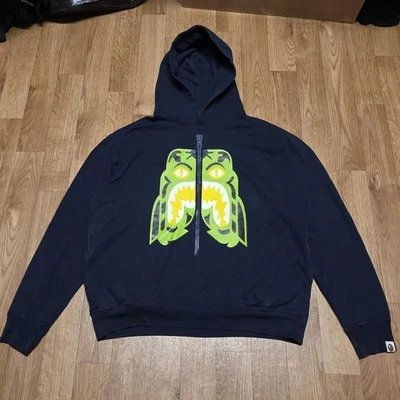 Bape A Bathing Ape Sweatshirt Hoodie Shark Size Large Navy - Image 1 of 4