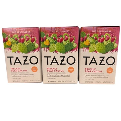 Lot Of 3 TAZO PRICKLY PEAR CACTUS Herbal Tea 16 Bags each  Exp 04/27 - Image 1 of 4