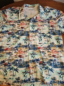 Columbia PFG Trollers Short Sleeve Blue Hawaiian Shirt Sz XL Tropical Marlin - Picture 1 of 9