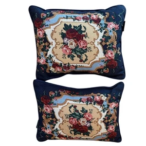 2 Goodwin Tejedores Tapiz Floral Almohada Par Cottagecore Decoración del Hogar Azul Marino - Imagen 1 de 4