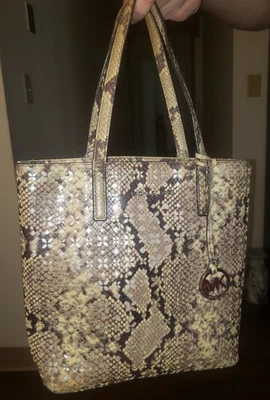 Michael Kors Python Medium Tote Brown & Black W/Silver Underneath - Image 1 of 4