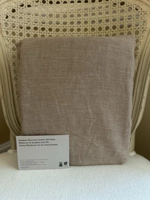 West Elm Pleated European Flax Linen Curtain (1)  48”x96” Sandstone Melange - Image 1 of 4
