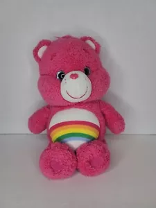 Care Bears Pink Cheer Rainbow Bear Plush 14” Tall Glitter Eyes 2018 - Picture 1 of 9