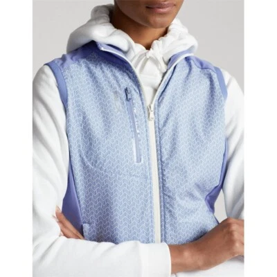 RLX Ralph Lauren Women Small Golf Full Zip Terry Vest  Light Blue Pattern - Image 1 of 4