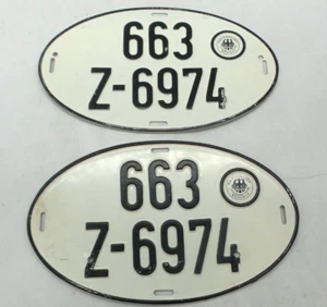 Oldtimer Set Paar 2 deutsche Haupt Zollamt ovale Nummernschilder (663 Z-6974) - Bild 1 von 6