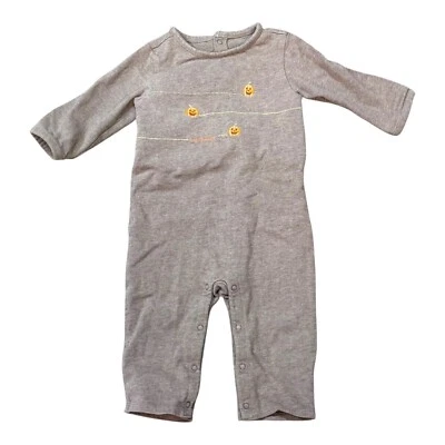 Mameluco Janie And Jack Bebé Calabaza Bordado Gris Algodón 6-12 Meses Halloween Foto 1 de 4