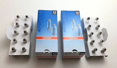 20 x Osram Lamp Lamps C10W 12V 10W Interior Lighting 6411 41mm Tubular Lamps - Image 1 of 2