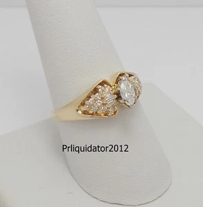 Vintage 1/2CT Natural Marquise Diamond Engagement Wedding Ring 14K Yellow Gold - Picture 1 of 11