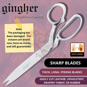 Gingher 10" Knife-Edge Scissors Bent Trimmers Upholstery Carpet, Rubber, Leather - Picture 1 of 10