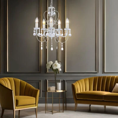 Lampadario A Sospensione Lampada Da Soggiorno Cristalli D 44 Cm - Immagine 1 di 4