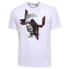 6057Y t-shirt uomo NEIL BARRETT LOOSE FIT maglia white multicolor