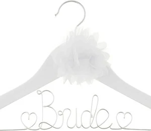 Ella Celebration Bride to Be Wedding Dress Hanger White Wooden and Wire - Picture 1 of 3