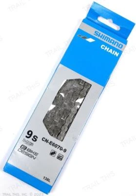 Shimano CN-E6070-9 9-Speed E-Bike Chain 138-Links HG Gray 138L - Image 1 of 3