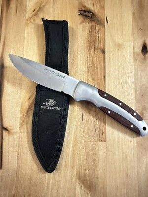 VTG 2008 WINCHESTER Limited Ed FIXED BLADE KNIFE Mix Wood Metal Handle w/Sheath - Image 1 of 4