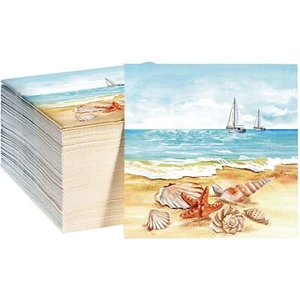 100 Pcs Nautical Beach Guest Napkins Summer 3 Ply Disposable Paper Beach Disposa - Picture 1 of 7