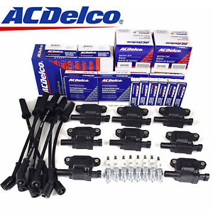 OEM AcDelco 8 PACK UF413 Ignition Coil + 41-110 Spark Plug + 9748UU Wire Fit GMC