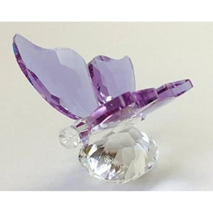 Simon Designs Crystal Butterfly Figurine Amethyst Wings Clear Body 2.5”-3” - Picture 1 of 3