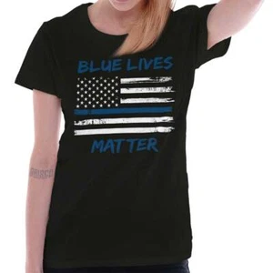Pro Cop Police USA Officer Law Enforcement Womens Top Junior Graphic Tee - Picture 1 of 9