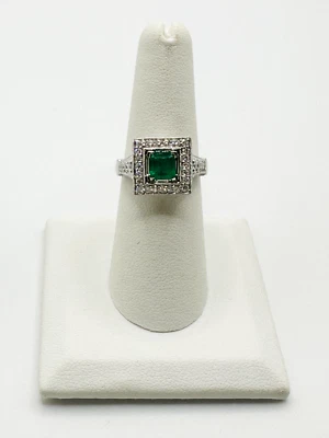 TIFFANY & CO. изумруд кольцо 18K золото колумбийский изумруд бриллиант поместье кольцо. F-08 - Изображение 1 из 4