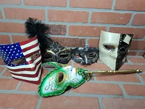 Mardi Gras Venetian Jester Joker Crafted Masquerade Carnivale Half Face Mask Lot - Picture 1 of 3