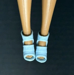 Barbie Doll Shoes Peep Toe Fringe Mules Baby Blue Fashionistas Fits Arched Feet - Picture 1 of 5