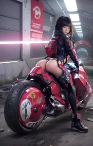 Sexy Póster Asiático CyberPunk Waifu Anime Niña En Bicicleta - Póster Decoración De Pared - Imagen 1 de 8