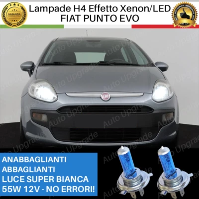 COPPIA 2 LAMPADINE H4 PER FIAT PUNTO EVO EFFETTO XENON LED BIANCHE ULTRALUMINOSE - Immagine 1 di 4